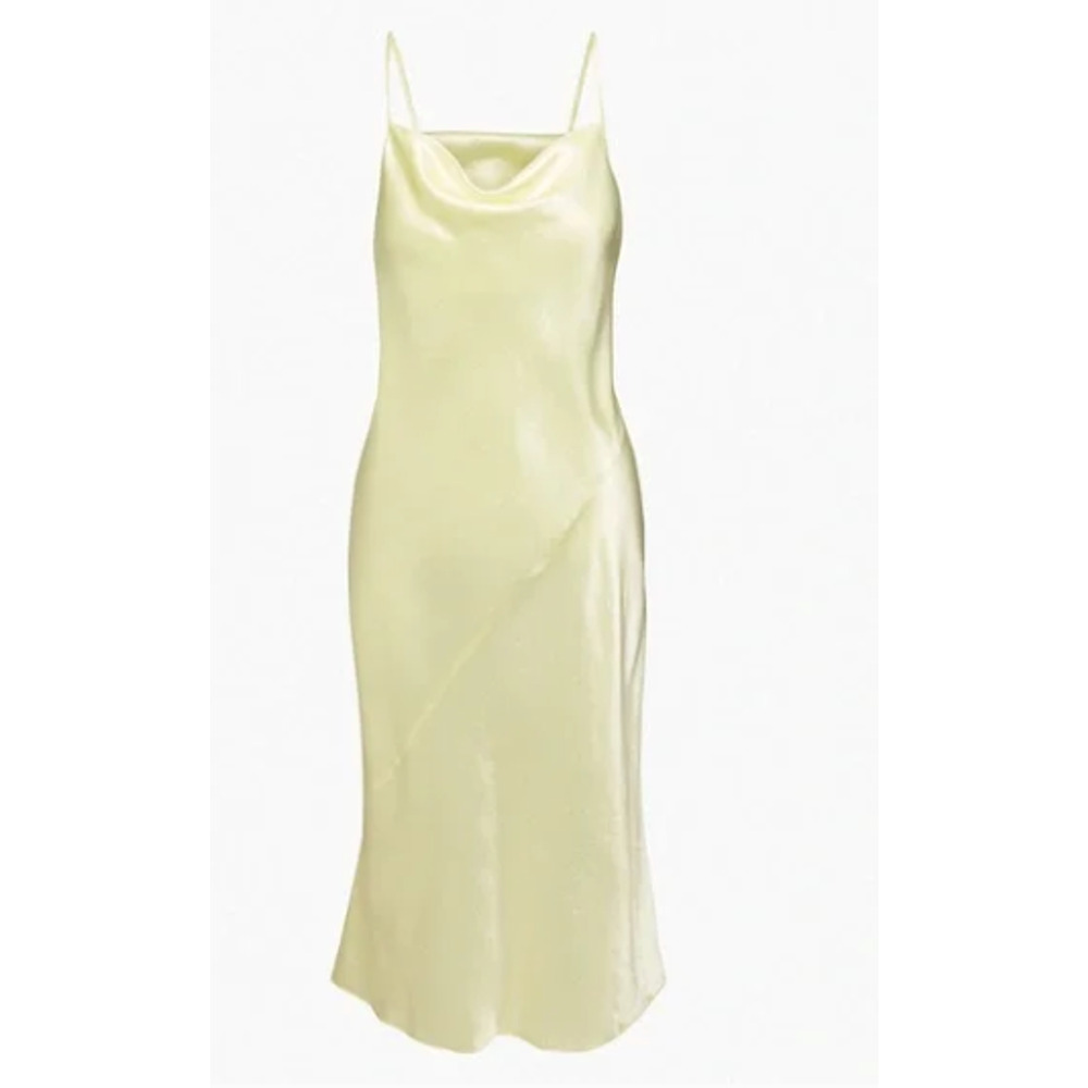 NWT Babaton Women's De Niro Cowl Neck Midi Dress Sleeveless Chamomile Yellow L